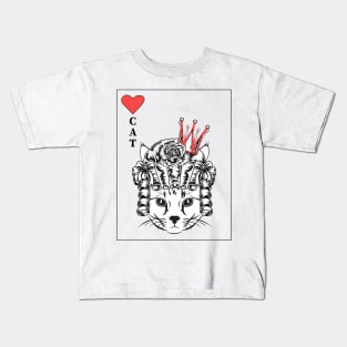 Cat with Wig, Queen of Hearts Kids T-Shirt